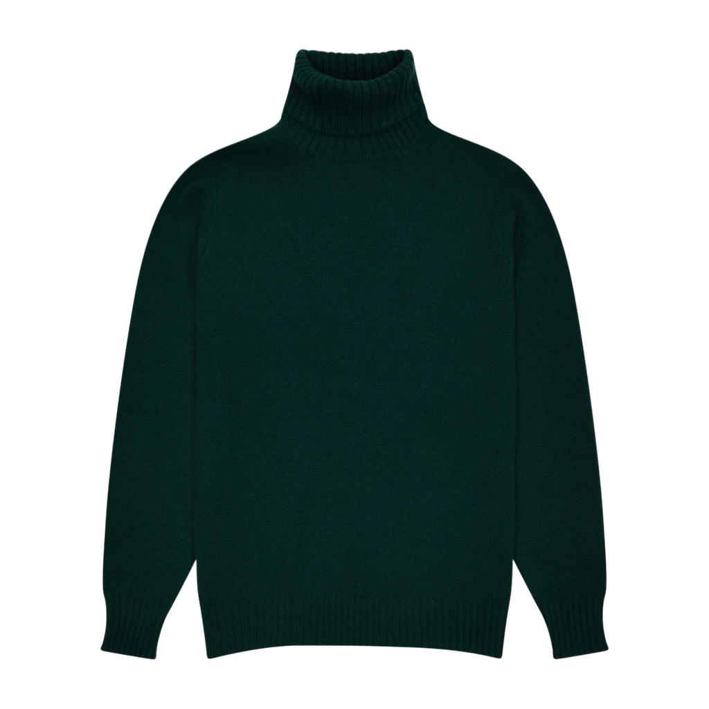 Green Cashmere Roll Neck Sweater