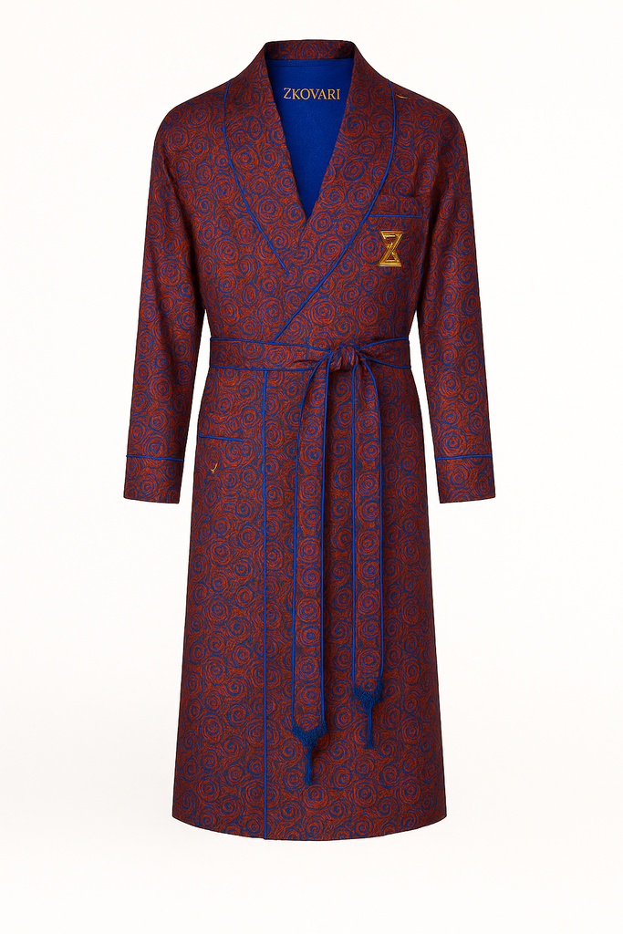 Zkovari Red Silk &amp; Sea Island Cotton Gown