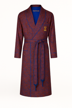 Zkovari Red Silk &amp; Sea Island Cotton Gown